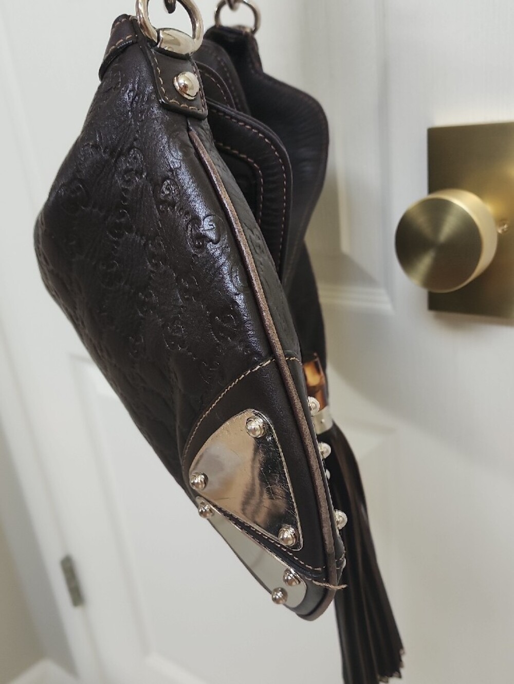 Gucci Babouska Indy Hobo Bag Dark Brown Guccissima Leather AUTHENTIC - Picture 8 of 16